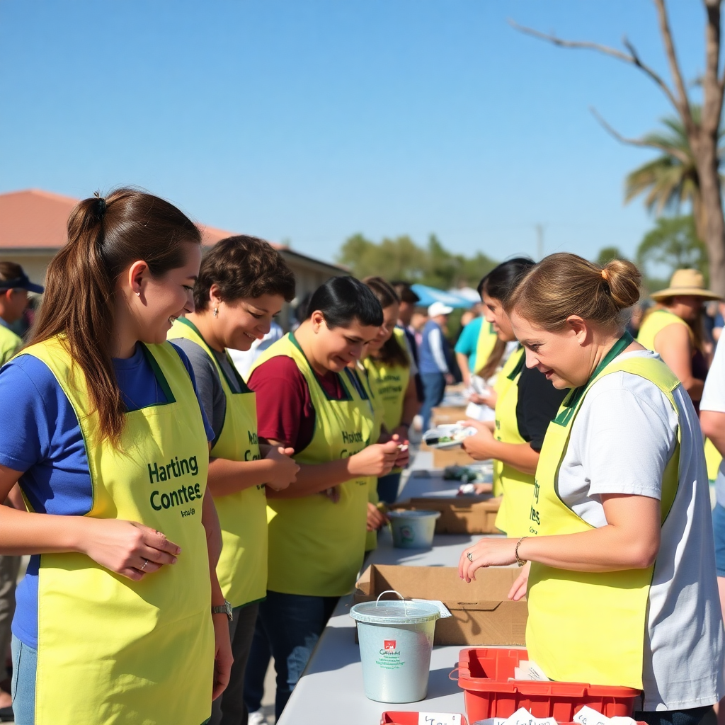 charity event with volunteers helping community